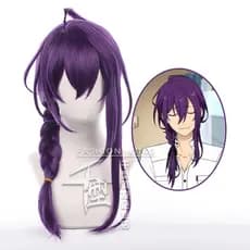 Misscoo Ayase Mayoi Peruca Cosplay Jogo ES Conjunto Estrelas Longo Roxo Resistente Ao Calor Cabelo Sintético