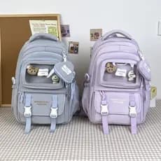 Mochila minimalista de estilo japonês com múltiplos compartimentos, grande capacidade, adequada para estudantes do ensin