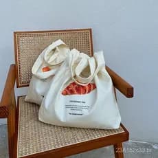 Bufan Liangpin/[Plagiarism Stop] Bolsa de Lona com Ilustração de Pão, Bolsa de Ombro Feminina, Bolsa Croissant, Bolsa de