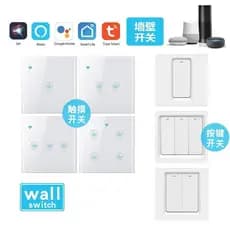 Interruptor Inteligente WiFi Tuya Padrão EU, Interruptor de Painel Touch com Controle Remoto, Temporizador e Controle po