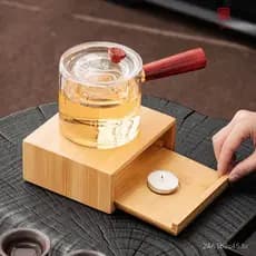 Aquecedor de chá de bambu estilo japonês, base de aquecimento e isolamento, fogareiro de chá a vela, máquina de chá, sup