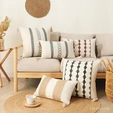 Almofada longa boêmia, apoio de cabeça para sofá e cama, capa de almofada com franjas, almofada para sala de estar em ca