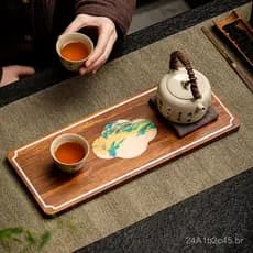 Bandeja de chá de bambu simples em estilo chinês, bandeja de hotel de bambu robusta, mesa de chá quadrada, mesa de chá p