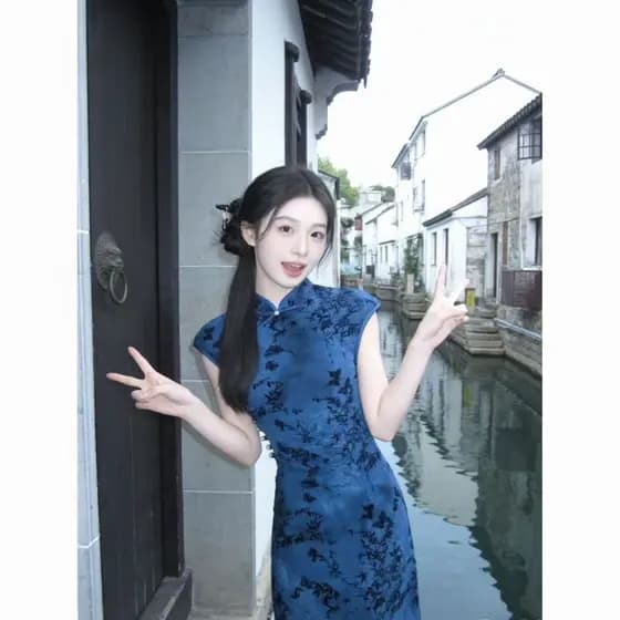 Vestido retrô chinês melhorado Cheongsam saia Slim fit vestido mais fino