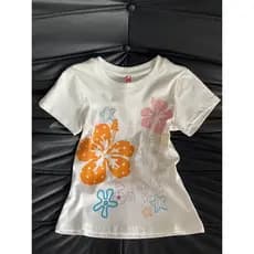 Camiseta Feminina Estilo Americano Doce Picante Dopamina Estampa Floral Manga Curta Verão