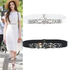 Cinto de strass de cristal para mulheres, acessório decorativo versátil para vestidos e trajes, cintura elástica, entreg