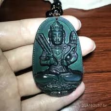 Pingente de Buda do Zodíaco em Obsidiana Natural com Olhos de Arco-Íris, Oito Divindades Guardiãs, Buda do Zodíaco em Ob
