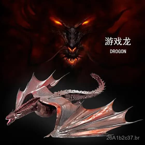 Aipin Metal Aço Inoxidável DIY Modelo de Montagem em Liga 3D - Dragão de Game of Thrones
