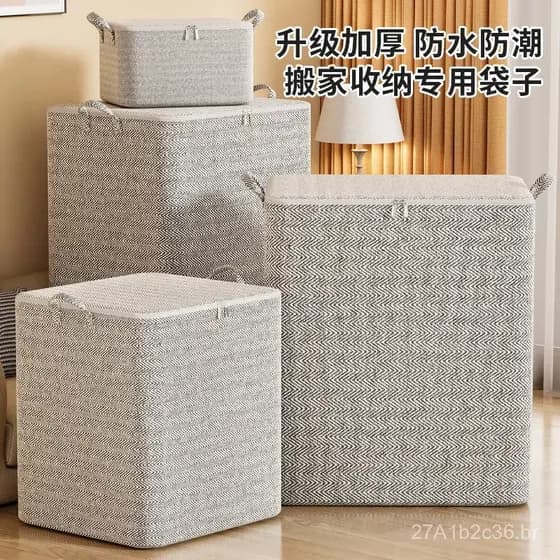 Saco de armazenamento de colchas de grande capacidade para roupas e calças, caixa de armazenamento portátil para mudança