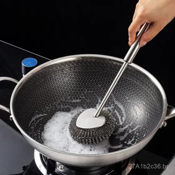 Esfregão de aço inoxidável para panelas, nova bola de limpeza de aço inoxidável, escova de limpeza para cozinha doméstic