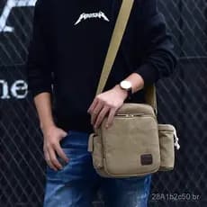 Bolsa Masculina de Lona para Trabalho, Moderna, com Múltiplos Compartimentos, Bolsa Casual Masculina, Bolsa Transversal