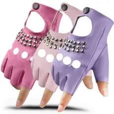 Luvas de Couro Meio-Dedo Femininas para Comércio Exterior, Dança, Couro PU, Couro Masculino com Rebites, Performance em