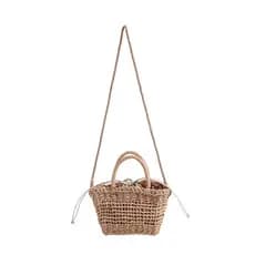 Nova bolsa pequena transversal estilosa e charmosa com design vazado, bolsa de palha trançada, bolsa de ombro único, bol