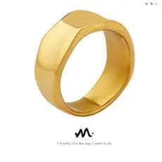 Anel simples e liso estilo europeu e americano para mulheres, em aço titânio banhado a ouro 18k, adequado para o dedo in