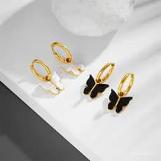 Brincos delicados e únicos, estilo florestal, simples e elegantes, estilo ins, compactos, em aço inoxidável, com borbole