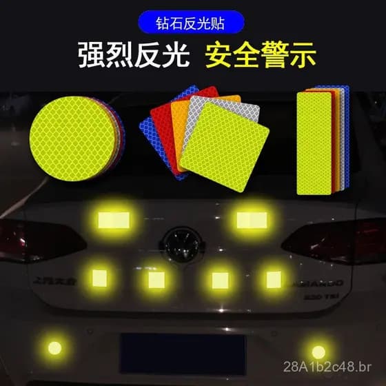 Adesivos refletivos noturnos para luzes traseiras de motocicletas e veículos elétricos, adesivos refletivos retangulares