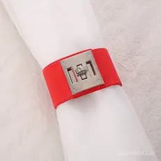 Nova pulseira de couro PU, sem necessidade de furos, com fecho de cortina, fecho para guardanapo, borda larga, pulseira
