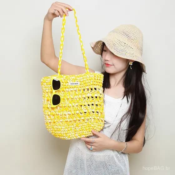 Bolsa Ita Bag de Ráfia Feita à Mão, Bolsa de Praia de Verão para Mulheres, Bolsa de Palha de Grande Capacidade, Bolsa de