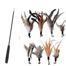Brinquedos para gatos no atacado, vara de pesca para gatos, cabeça de reposição de penas naturais, durável e resistente