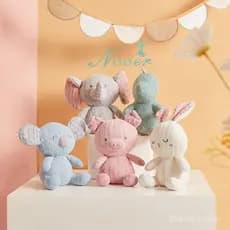 Produtos de fábrica NOOER: brinquedos de bebê de lã tricotada, bonecos calmantes, coelho, coala, porco, elefante, brinqu