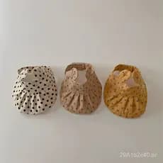 Chapéu de sol aberto com bolinhas estilo coreano para bebês, elegante chapéu de sol com orelhas para meninas.