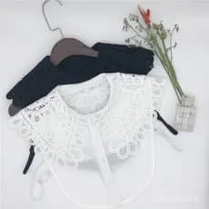 Gola removível bordada com grandes flores solúveis em água, nova coleção de outono e inverno para roupas femininas, aces