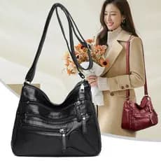 Bolsa de ombro feminina elegante, em PU macio, nova bolsa estilo "mom bag", estilosa e versátil, bolsa de ombro elegante
