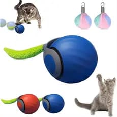 Brinquedo Interativo para Gatos Speedy Tail 2.0, Varinha Teaser, Recarregável por USB, 2 Modos, Cauda Substituível, Uso