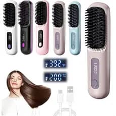 Numoya Go Brush Pro, Alisadores de Cabelo Portáteis Numoya, Escova Alisadora de Cabelo Sem Fio Recarregável com Aquecime