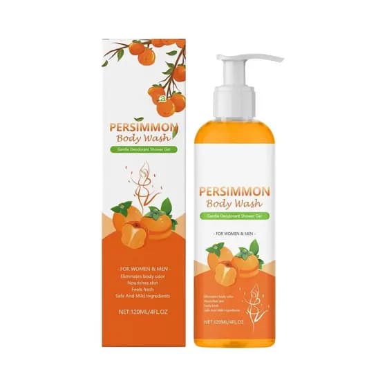Sabonete Líquido de Caqui para Controle de Odor |   Limpador Corporal Refrescante e Hidratante |   para Limpeza Profunda
