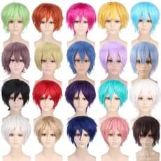 Peruca de cosplay Zushengda, cabelo curto e jovem com pontas levantadas, peruca masculina colorida e versátil, peruca de