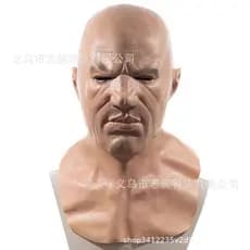 Máscara de personagem engraçada de homem careca para Halloween, máscara de mulher bonita que cobre todo o rosto, acessór