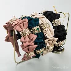 Tiara Heming - Novo Estilo Europeu e Americano com Laço Multicamadas e Strass, Versão Coreana, Tiara de Cetim Elegante E