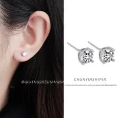 Brincos simples de diamante com quatro garras, joias em prata esterlina s925, acessórios personalizados e elegantes, bri