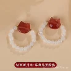 Anel de cristal natural com contas, anel de luxo exclusivo para o dedo indicador, anel minimalista moderno e popular.
