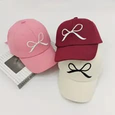 Chapéus infantis de estilo coreano, bonés de hip-hop, bonés de beisebol bordados com laço, bonés modernos estilo duckbil