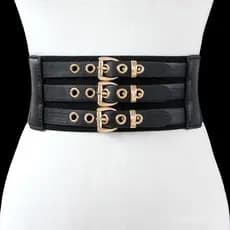 Cinto elástico de cintura larga para vestido versátil, estilo retrô europeu e americano, cinto decorativo feminino preto