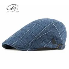 Boné retrô britânico estilo duckbill para homens, boné xadrez, nova boina de moda estilo coreano para primavera/verão, b