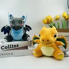 Boneco de Pelúcia Charizard Versão Q de 20cm, Versão XY, Evolução Milionária, Cabeça Grande, Amarelo e Azul