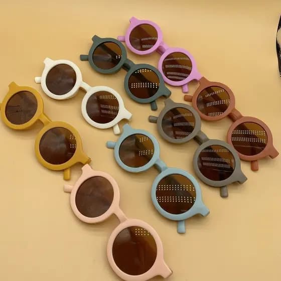 Óculos de Sol Infantis com Estampa de Desenhos Animados, Óculos de Sol Retrô para Crianças, Óculos de Sol Estilo Nórdico