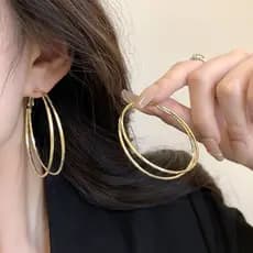 Brincos de orelhas redondos para mulheres, braços de orelhas de luxo leve e de moda