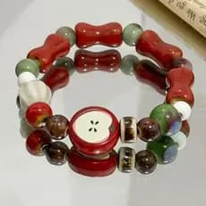 ARIN Multifuncional Empilhável Cerâmica Grânulo Pulseira Elástica Única Cor Do Arco-Íris Adequado Para Camada Correspond