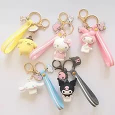 Sanrio Kuromi Melodia Cinnamoroll Pochacco Pom Purin Chaveiro Feminino Dos Desenhos Animados Carro Corrente Anel Pingent