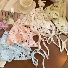 Novo estilo coreano de malha triângulo cachecol primavera cor sólida All-Match estilo Pastoral lenço feminino beira-mar