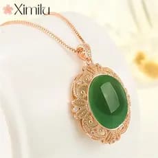 ❤ Colar de ouro rosa Original de dois tons Natural Hetian Jade 18K pingente de ouro menina retrô joias de festa❤