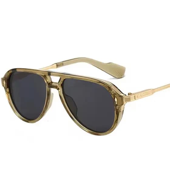 Retro Pontes Duplas Piloto Feminino Óculos De Sol De Luxo Moda Rebites Masculino Tons UV400 Tendência Esportes Ao Ar Liv