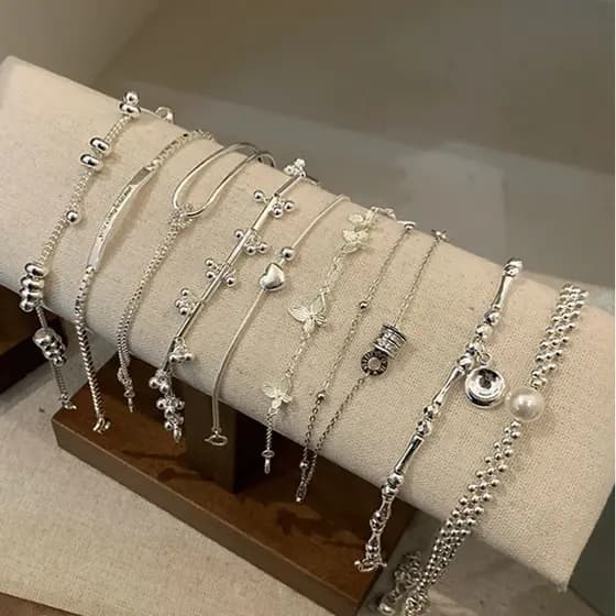 Pulseira feminina de prata esterlina s925 estilo coreano, simples e única, joia versátil para casais, design exclusivo,