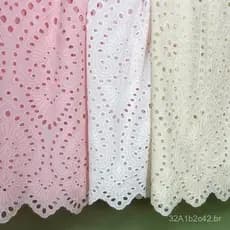 Tecido de algodão vazado, de dupla face e bordado com precisão, para toalhas de mesa, capas de piano, cortinas, tecidos
