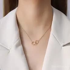 Pulseira de círculo duplo moderna estilo europeu e americano, colar feminino, corrente para clavícula, conjunto de joias