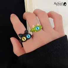 Mysweetgirl Anel Aberto Adorável Desenho Animado Ajustável Resistente Ao Desgaste Geométrico Vestir-Se Hipoalergênico Ol